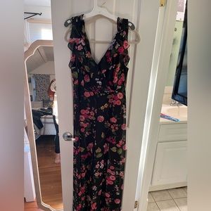Blooming Love Black Floral Print Ruffled Jumpsuit
